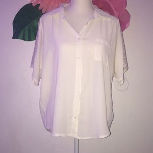 White button up top with see-through lace